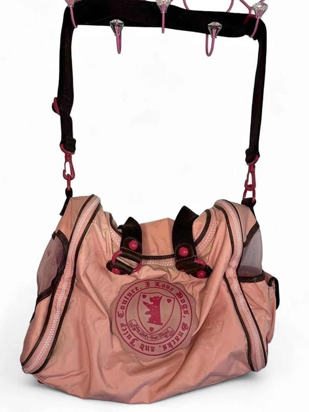 Juicy Couture Doggy Couture Pet Carrier Bag Pink & Black